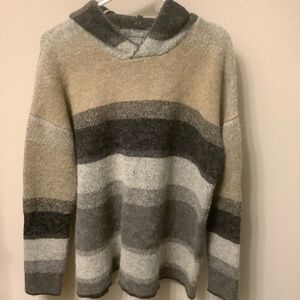 Wool blend hooded striped sweater Natural Reflections